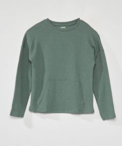 T-shirt nid d'abeille à manches longues - Vert