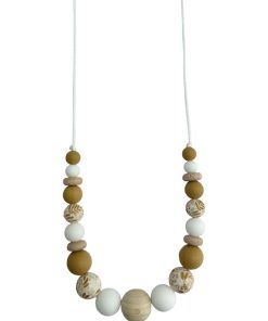 Collier d'allaitement ou de portage silicone et bois 'Rêve de sable' - Marron clair