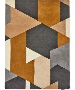 Tapis salon 200x280 PAPOVA Orange tapis tufté en pure laine vierge main moderne et graphique - Orange