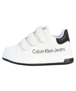 Basket Cuir Calvin Klein Jeans Juniors Low Cut Velcro - Blanc