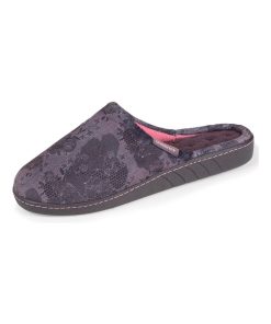 Chaussons Mules Femme Dentelle - Gris