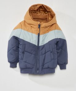 Doudoune à capuche esprit color block - Marron