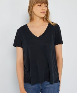 T-shirt manches courtes matière douce - noir