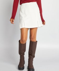 Jupe short en jacquard bouclette - Ecru