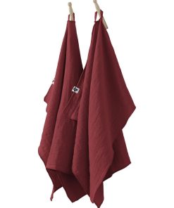 Lot de 2 essuie-mains Gaze de coton Collection Gaia - Bordeaux