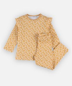 Pyjama 2 pièces fleuri en jersey, - Jaune