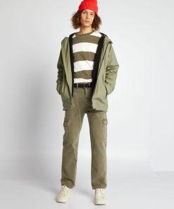 T-shirt en jersey à rayures - Blanc/vert