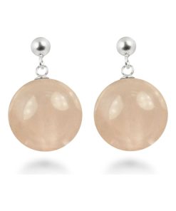 Boucles d'oreilles coleki en argent 925 et quartz rose rhodié - Rose