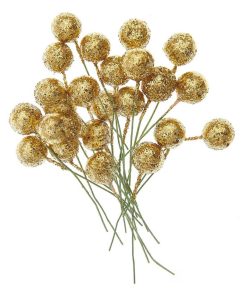 24 baies dorées à paillettes 8 cm - Doré/or