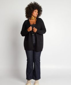 Gilet en maille mi-long - noir