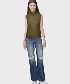 Pull en maille sans manche - Kaki