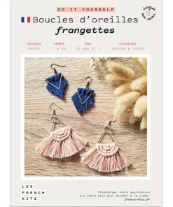 Bijoux Macramé - 2 paires Boucles d'oreilles rose bleu - N/A