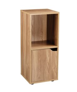 Bibliothèque 2 Cases Décor Bois 1 Porte - Marron