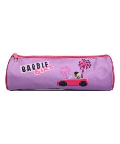 BAGTROTTER Trousse scolaire ronde Barbie Violette Palmiers - Rose