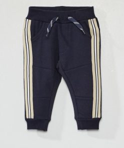 Pantalon en molleton avec bandes contrastantes - bleu marine