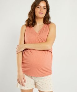 Ensemble pyjama grossesse - 2 pièces - Beige/rose