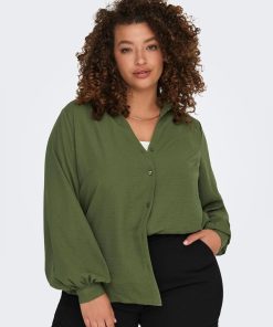 Chemise encolure V 'Only Carmakoma' - Kaki