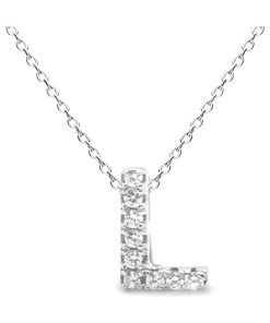 Collier, alphabet en argent 925 et zirconium brillant rhodié - Argent