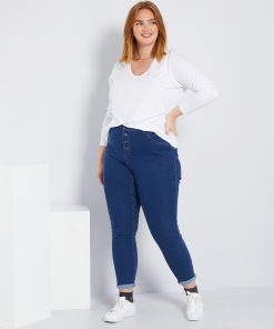 Jean skinny taille haute - Bleu