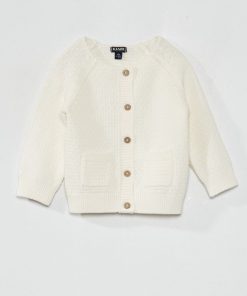 Gilet en tricot avec point fantaisie - Blanc crème