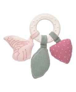 Anneau de dentition en caoutchouc naturel Papillon - Rose