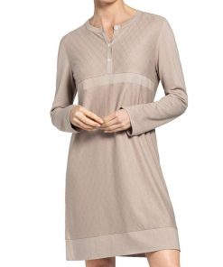 Chemise de nuit manches longues en modal Etoile - Beige