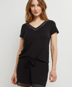 Camille t-shirt manches courtes viscose - Noir