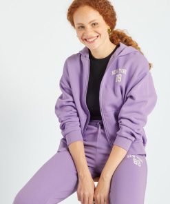 Sweat à capuche en molleton - Violet