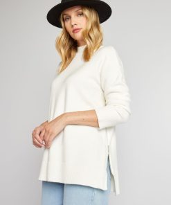 Pull oversize marinière grossesse - Blanc