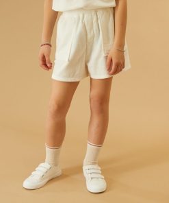 Short en éponge à taille élastiquée - Blanc