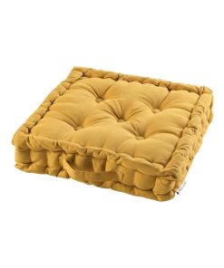 Coussin de sol 45x45 cm Panama miel coton - Jaune