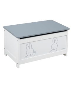 ROBA Banc-Coffre à Jouets "miffy®" en Bois pour Enfant - Fermeture Douce - Blanc/Motif Lapin - Gris Blanc