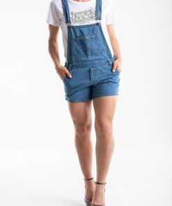 Salopette short en denim FANTINE - Bleu