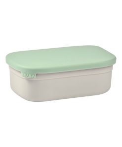 Boîte repas en inox gris velours/vert sauge - Vert d'eau