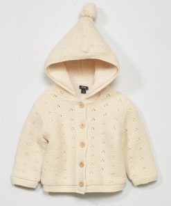Gilet en tricot avec doublure sherpa - Blanc