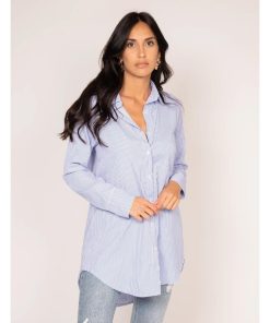 Chemise longue rayures OLLON - Bleu