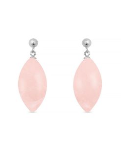 Boucles d'oreilles ayom en argent 925 et quartz rose rhodié - Rose