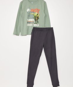 Pyjama long - 'Jurassic Park' - 2 pièces - Vert/gris