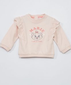 Sweat à volants brodés 'Marie' - Rose