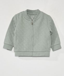 Sweat zippée effet matelassé - bleu