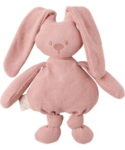 Peluche en tricot lapin rose Lapidou (36 cm) - Rose