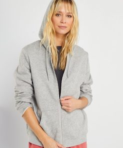 Sweat zippé à capuche - Gris clair