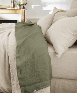 Drap plat lin lavé collection Soline - Kaki