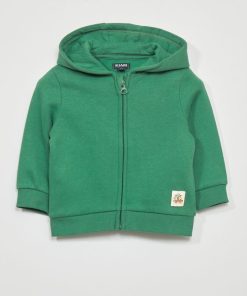 Sweat zippé en molleton - vert