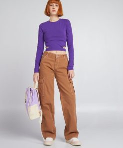 Crop-top à manches longues - Violet