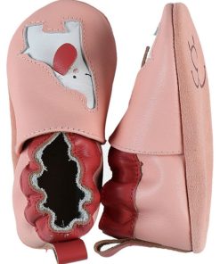 Chaussons élastiqués en cuir éléphant - Rose