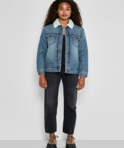 Veste sherpa en denim Noisy May - Bleu