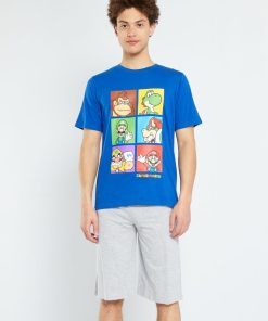 Pyjama court 'Super Mario' - 2 pièces - bleu/gris