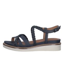 Sandale Plate Cuir Tamaris - Bleu