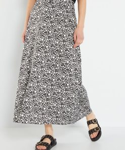 Jupe longue en satin - Noir